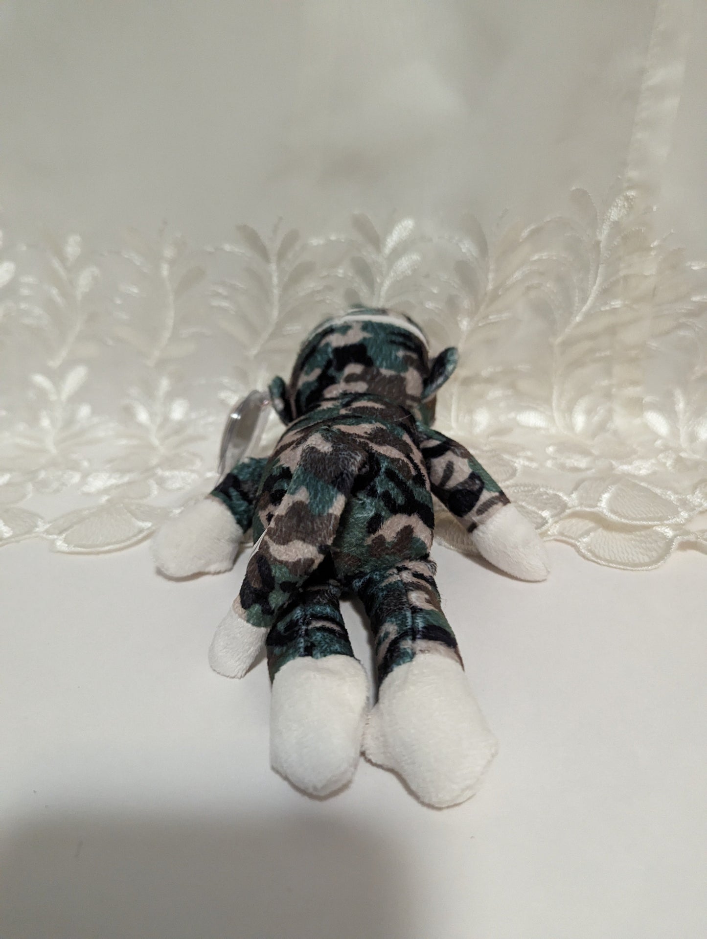 Ty Beanie Baby - Sock Monkey Green Camouflage Version (9in) - Vintage Beanies Canada