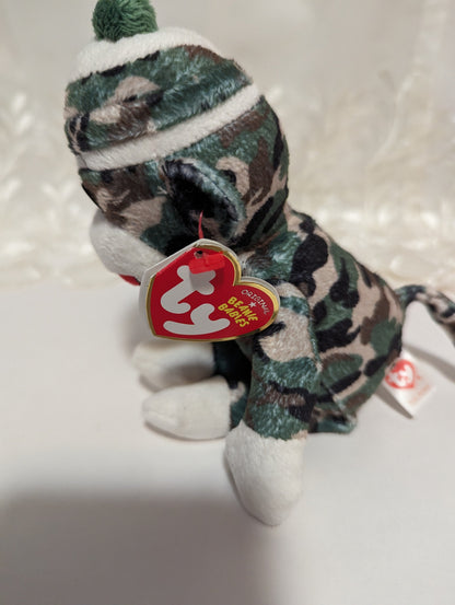 Ty Beanie Baby - Sock Monkey Green Camouflage Version (9in) - Vintage Beanies Canada