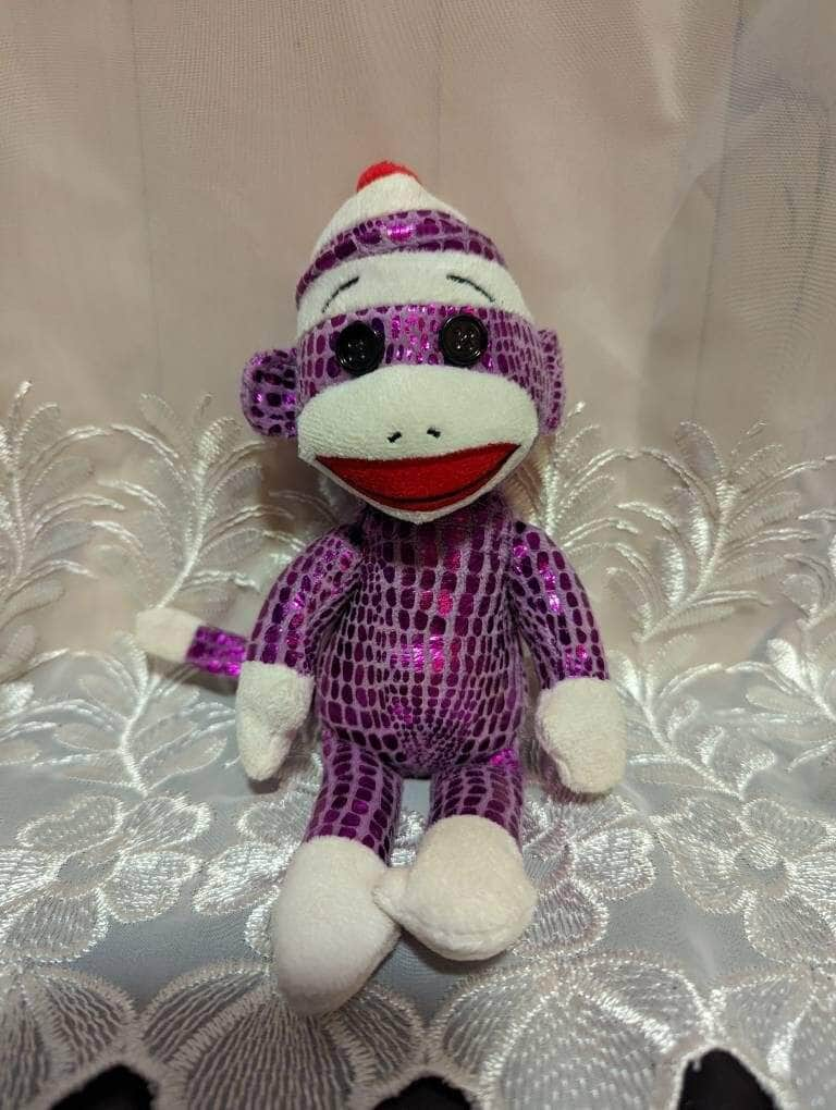 Ty Beanie Baby - Sock Monkey - Purple Shiny Version (9in) No Tag - Vintage Beanies Canada