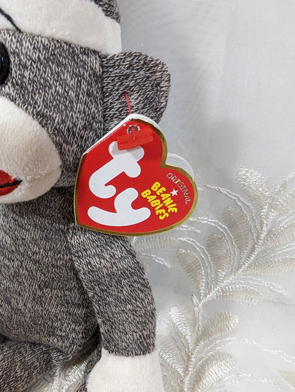 Ty Beanie Baby - Socks The Gray Sock Monkey (9 in) - Vintage Beanies Canada