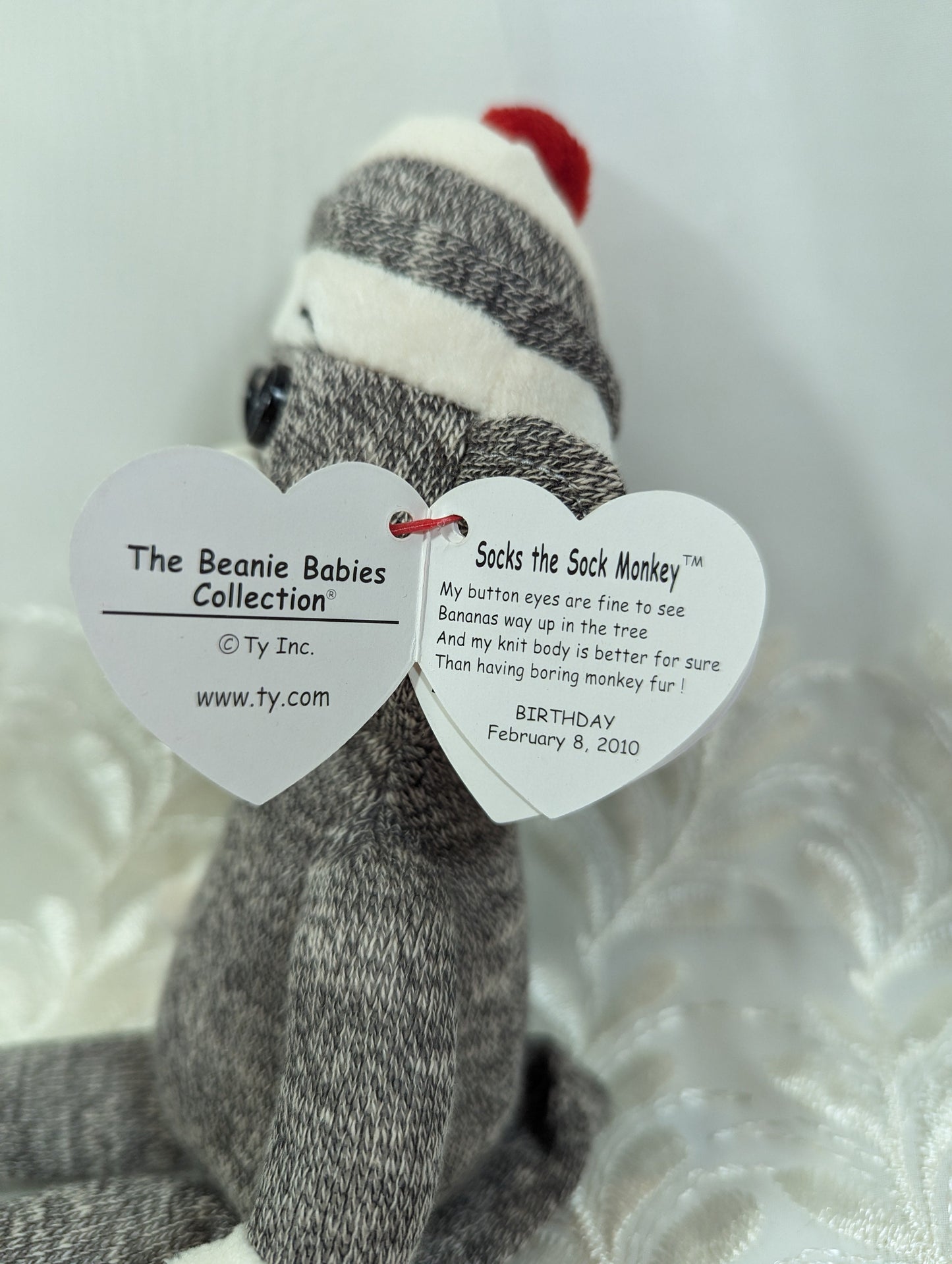 Ty Beanie Baby - Socks The Gray Sock Monkey (9 in) - Vintage Beanies Canada