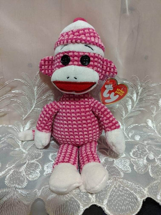 Ty Beanie Baby - Socks The Sock Monkey Pink (10in) - Vintage Beanies Canada