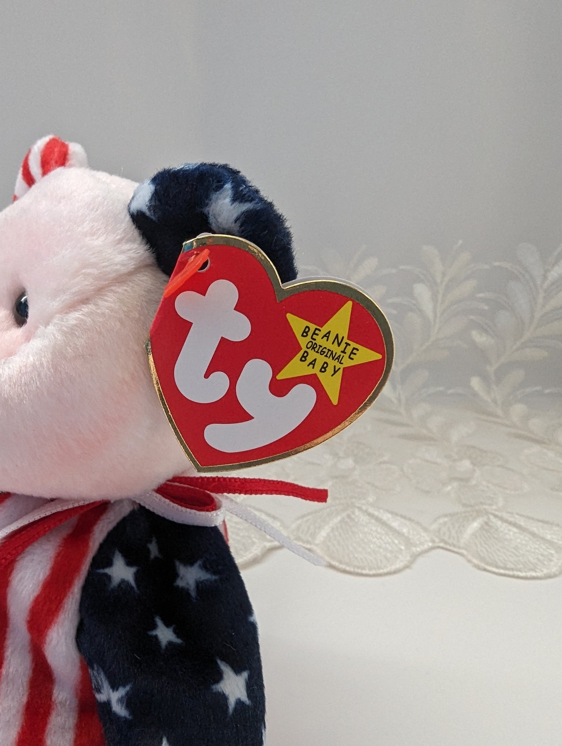 Ty Beanie Baby - Spangle The USA Bear Pink Face Version (8.5in) - Vintage Beanies Canada