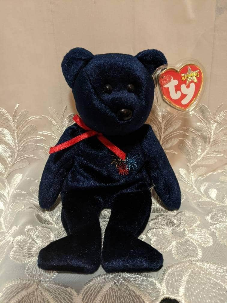 Ty Beanie Baby - Sparks The New Year's Eve Bear - UK Exclusive (8.5) - Vintage Beanies Canada