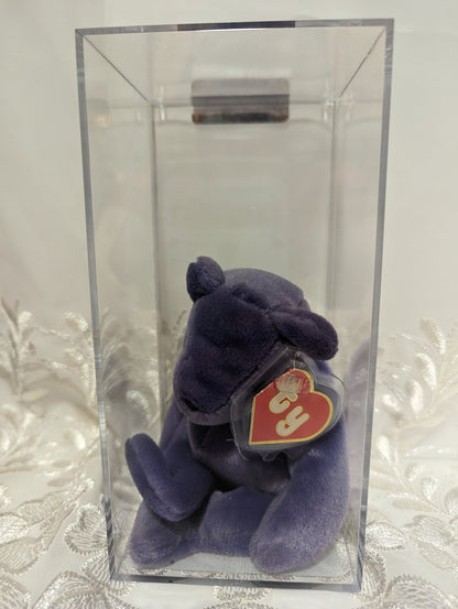 Ty Beanie Baby - Teddy The Old Face Violet Bear - (1st Gen Canadian Tush Tag, 2nd Gen Hang Tag) *Extremely Rare* - Vintage Beanies Canada