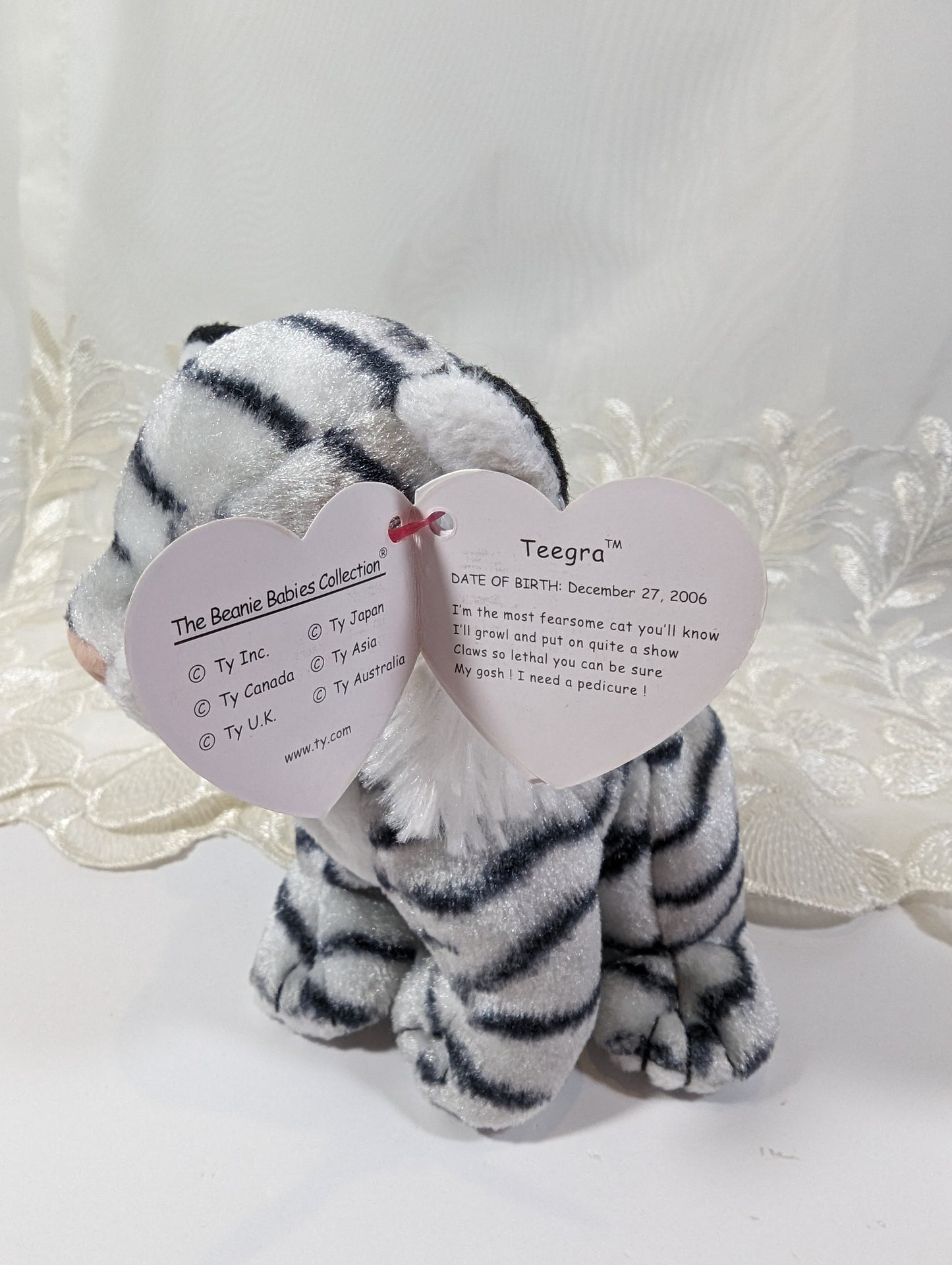 Ty Beanie Baby - Teegra The White Tiger (5.5 in) - Vintage Beanies Canada