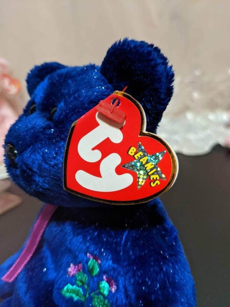 TY Beanie Baby - Thistle The Blue Bear - UK Exclusive (8.5 in) - Vintage Beanies Canada