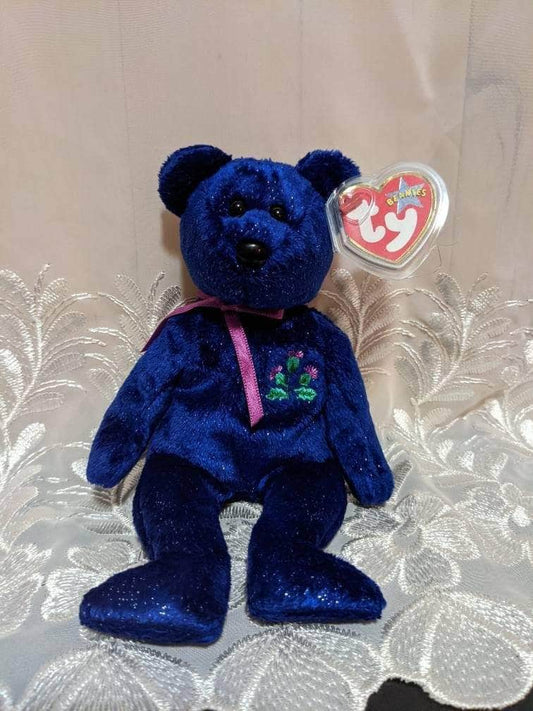 TY Beanie Baby - Thistle The Blue Bear - UK Exclusive (8.5 in) - Vintage Beanies Canada