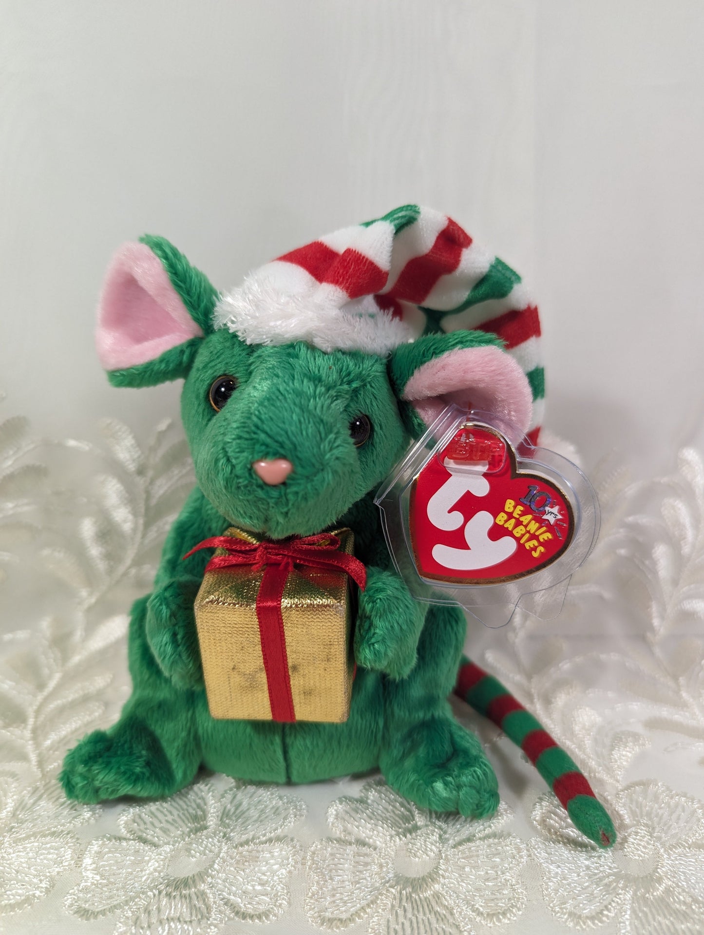 Ty Beanie Baby - Tidings The Green Christmas Mouse (7in) - Vintage Beanies Canada