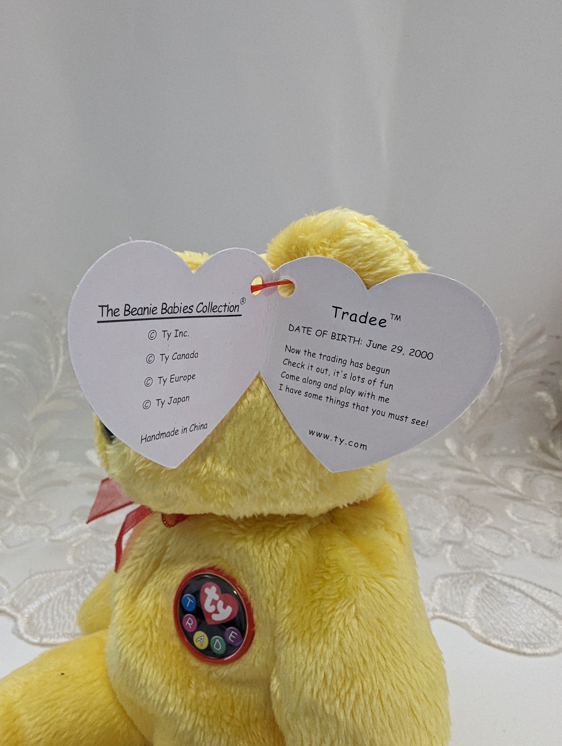 Ty Beanie Baby - Tradee The Yellow Bear (8.5in) - Vintage Beanies Canada