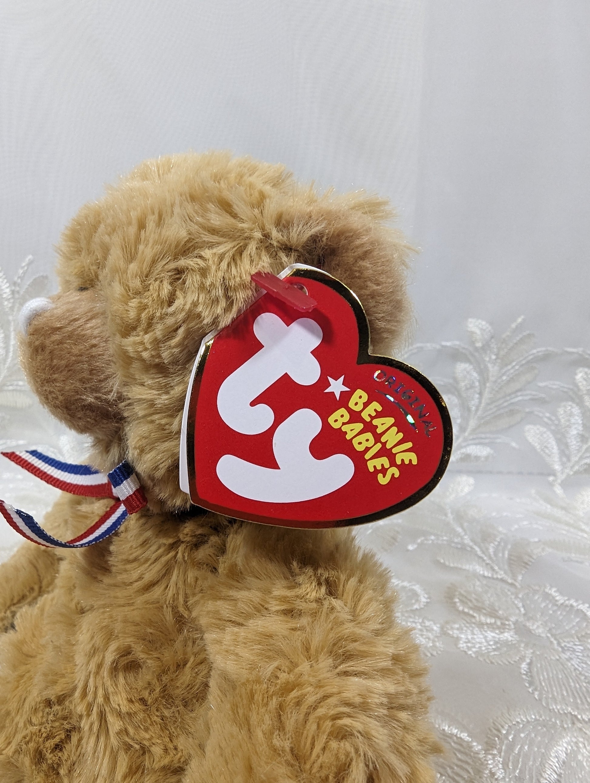 Ty Beanie Baby - Uncle Sam The Brown Teddy Bear (7in) White Nose - Vintage Beanies Canada