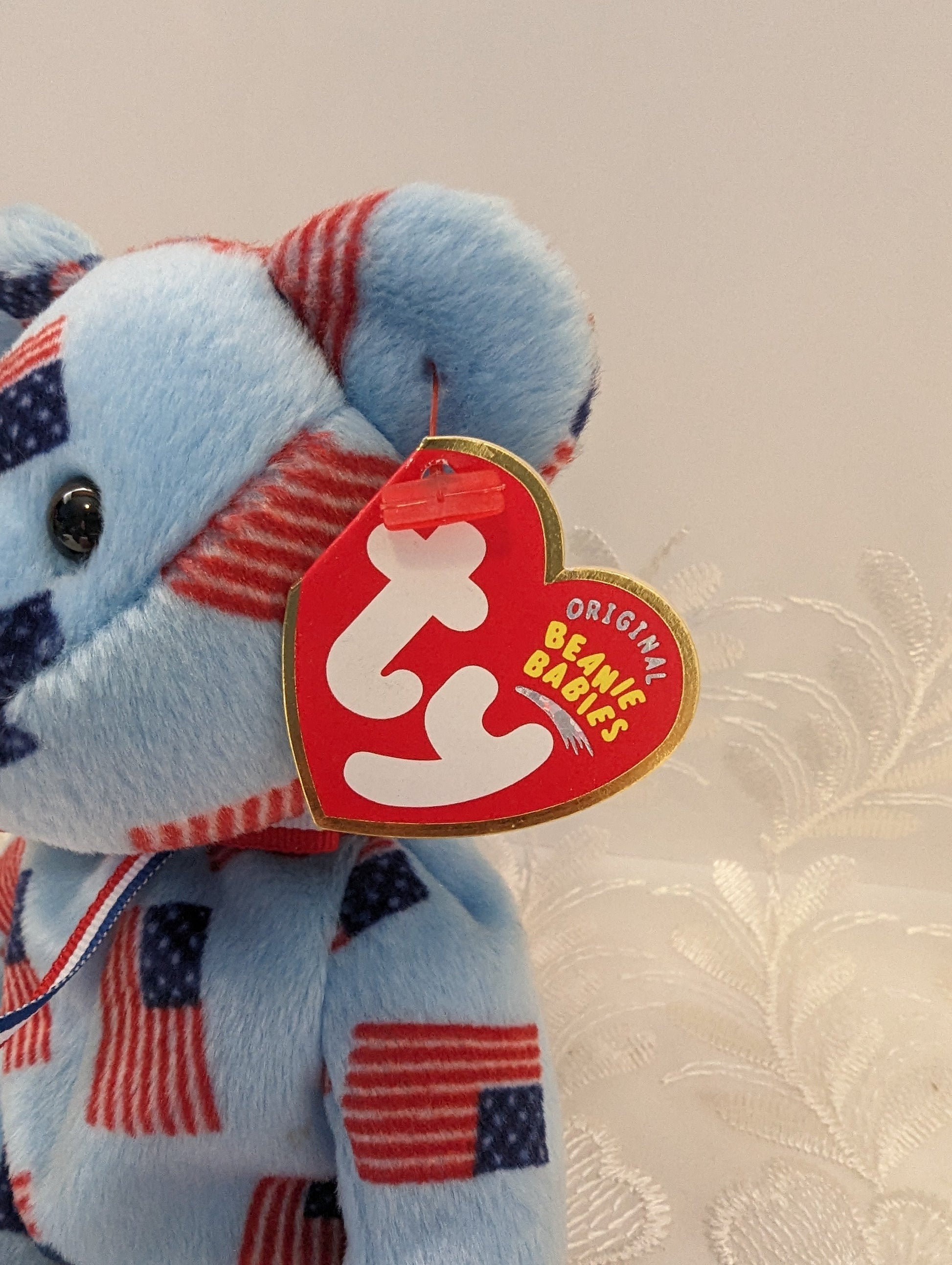 Ty Beanie Baby - Union The Bear With Flag Nose (8.5in) USA Exclusive - Vintage Beanies Canada