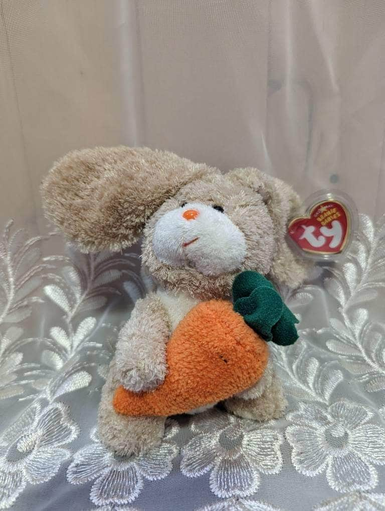 Ty Beanie Baby - Veggies The Bunny Rabbit Holding A Carrot (6in) - Vintage Beanies Canada