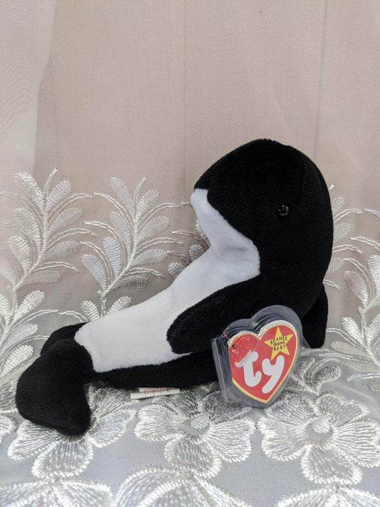 Ty Beanie Baby - Waves the Orca Whale (7in) - Vintage Beanies Canada