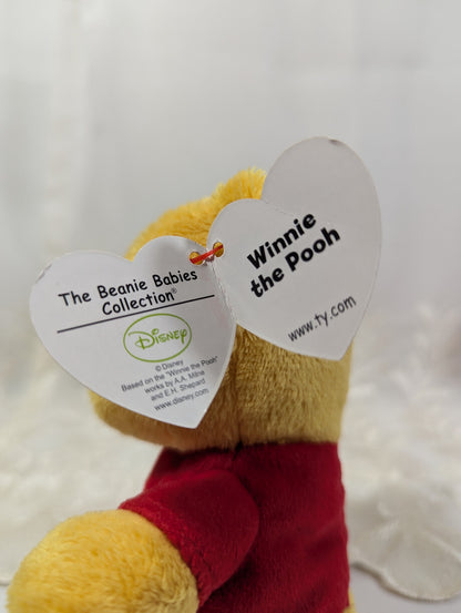 Ty Beanie Baby - Winnie the Pooh the bear (6in) *Rare* Creased Tag - Vintage Beanies Canada