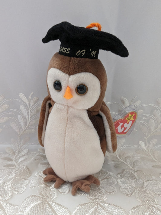 Ty Beanie Baby - Wise The Graduation Owl (7in) - Vintage Beanies Canada