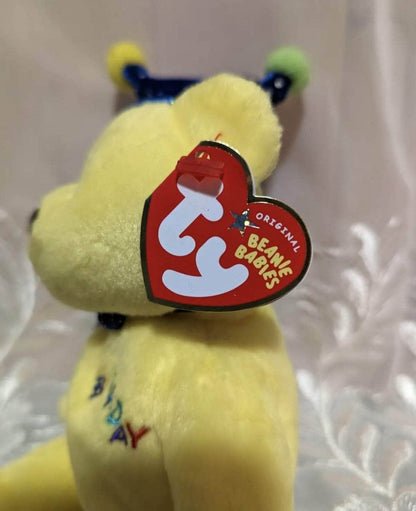 Ty Beanie Baby - Yellow Happy Birthday Bear With Crown (9in) - Vintage Beanies Canada