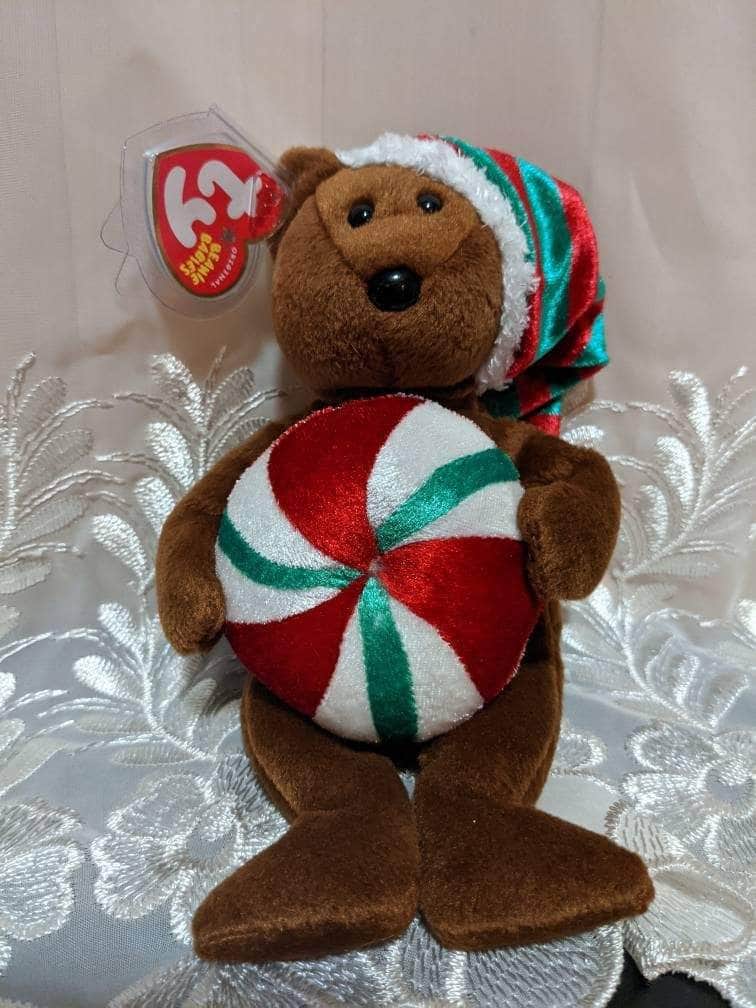 Ty Beanie Baby - Yummy The Christmas Bear With Candy - Near Mint (9in) - Vintage Beanies Canada
