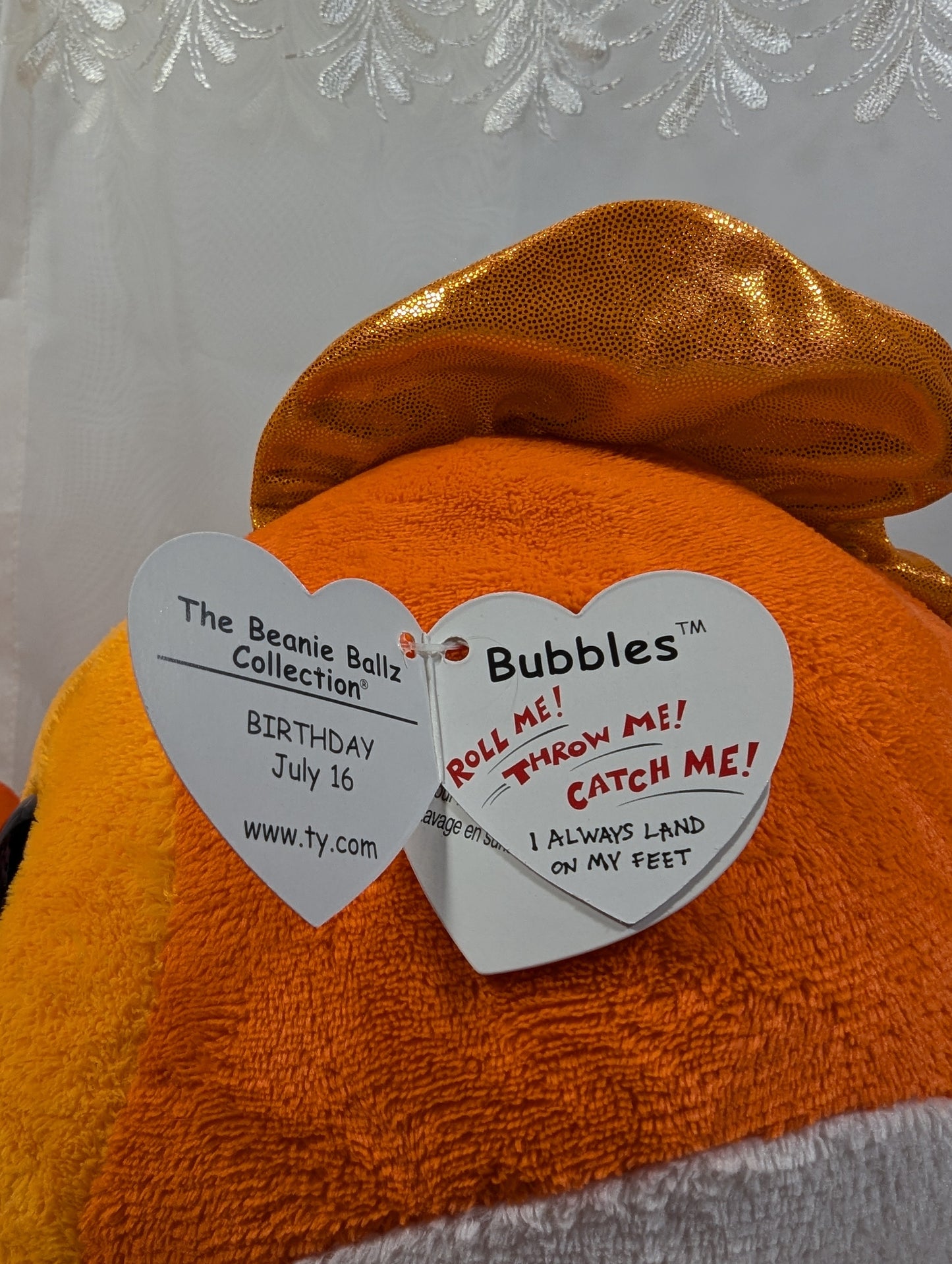 Ty Beanie Ballz - Bubbles The Orange Fish (8in) - Vintage Beanies Canada