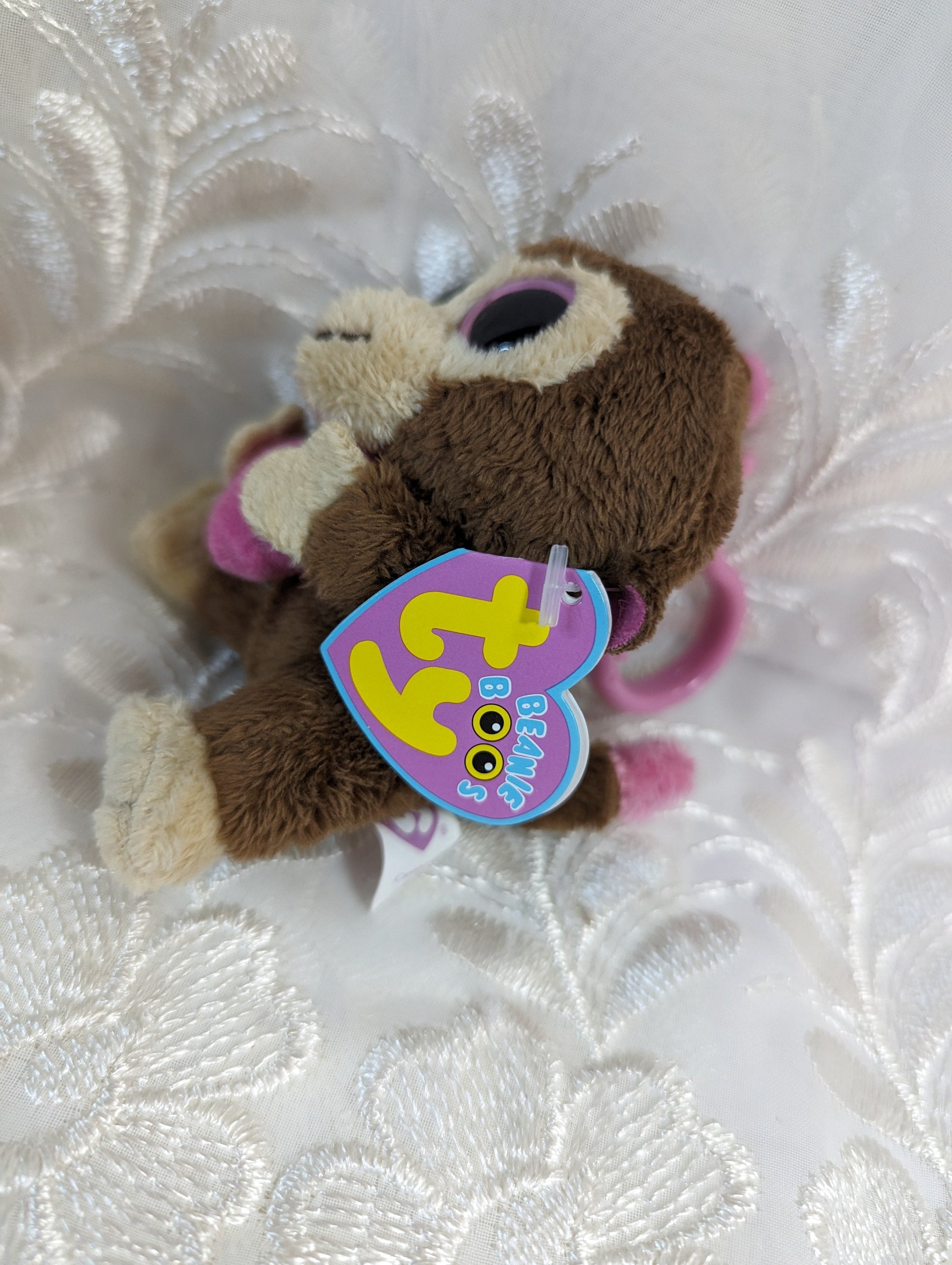 Ty Beanie Boo Clip - Casanova The Monkey (3in) Purple Tag, Solid Eyes - Vintage Beanies Canada