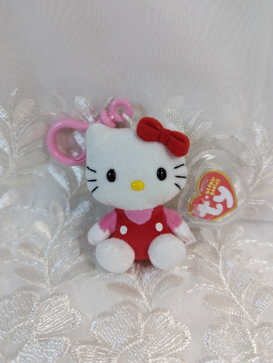 Ty Beanie Boo Clip - Hello Kitty The Cat With Red Overalls (3in) - Vintage Beanies Canada