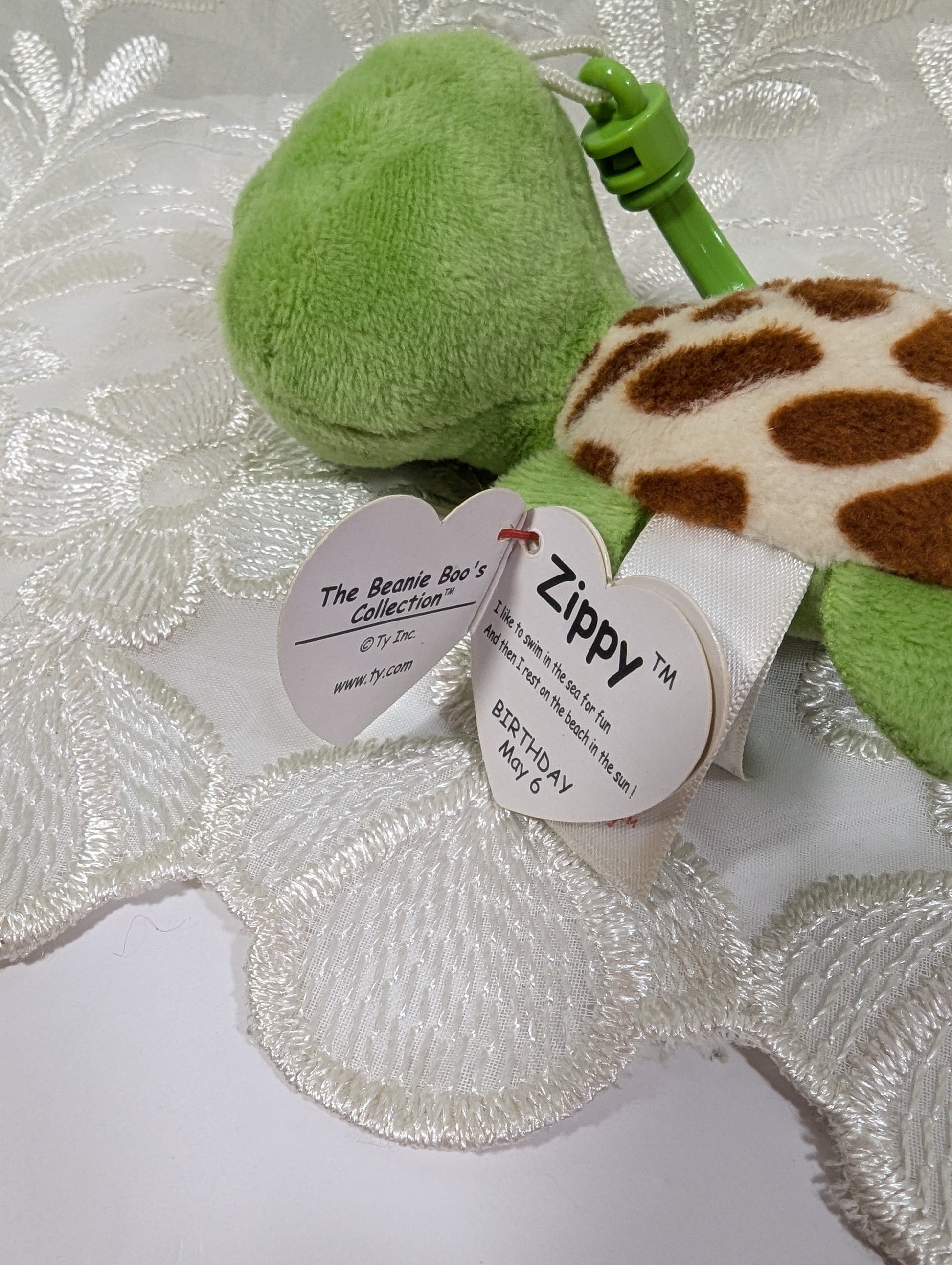 Ty Beanie Boo Clip - Zippy The Sea Turtle (4in) Scuffed eyes - Vintage Beanies Canada