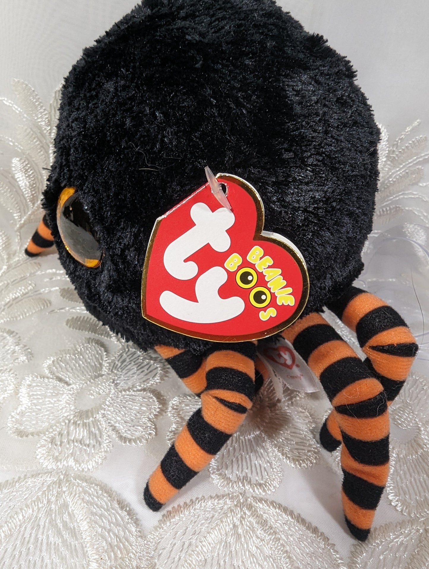 Ty Beanie Boo - Crawly The Black Spider (6in) Scuffed Eyes - Vintage Beanies Canada