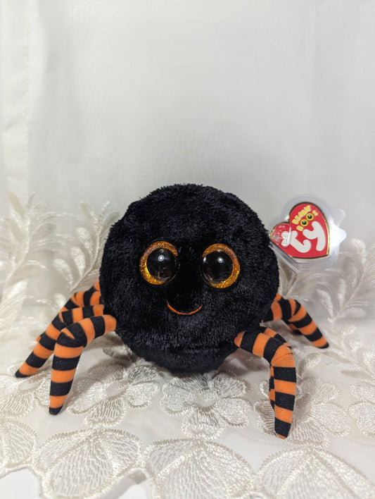 Ty Beanie Boo - Crawly The Black Spider (6in) Scuffed Eyes - Vintage Beanies Canada