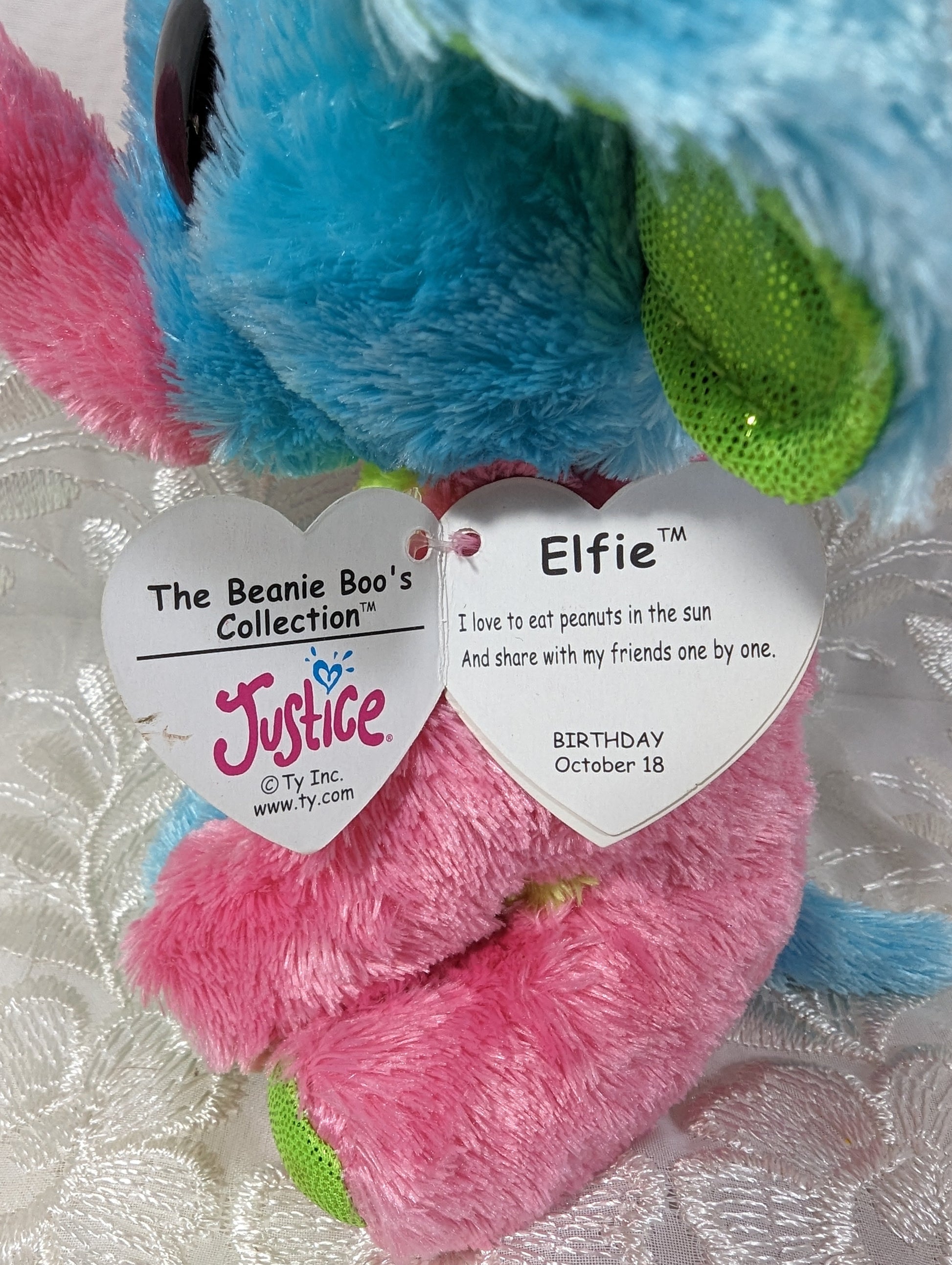 Ty Beanie Boo - Elfie The Elephant (6in) Justice Exclusive - Vintage Beanies Canada