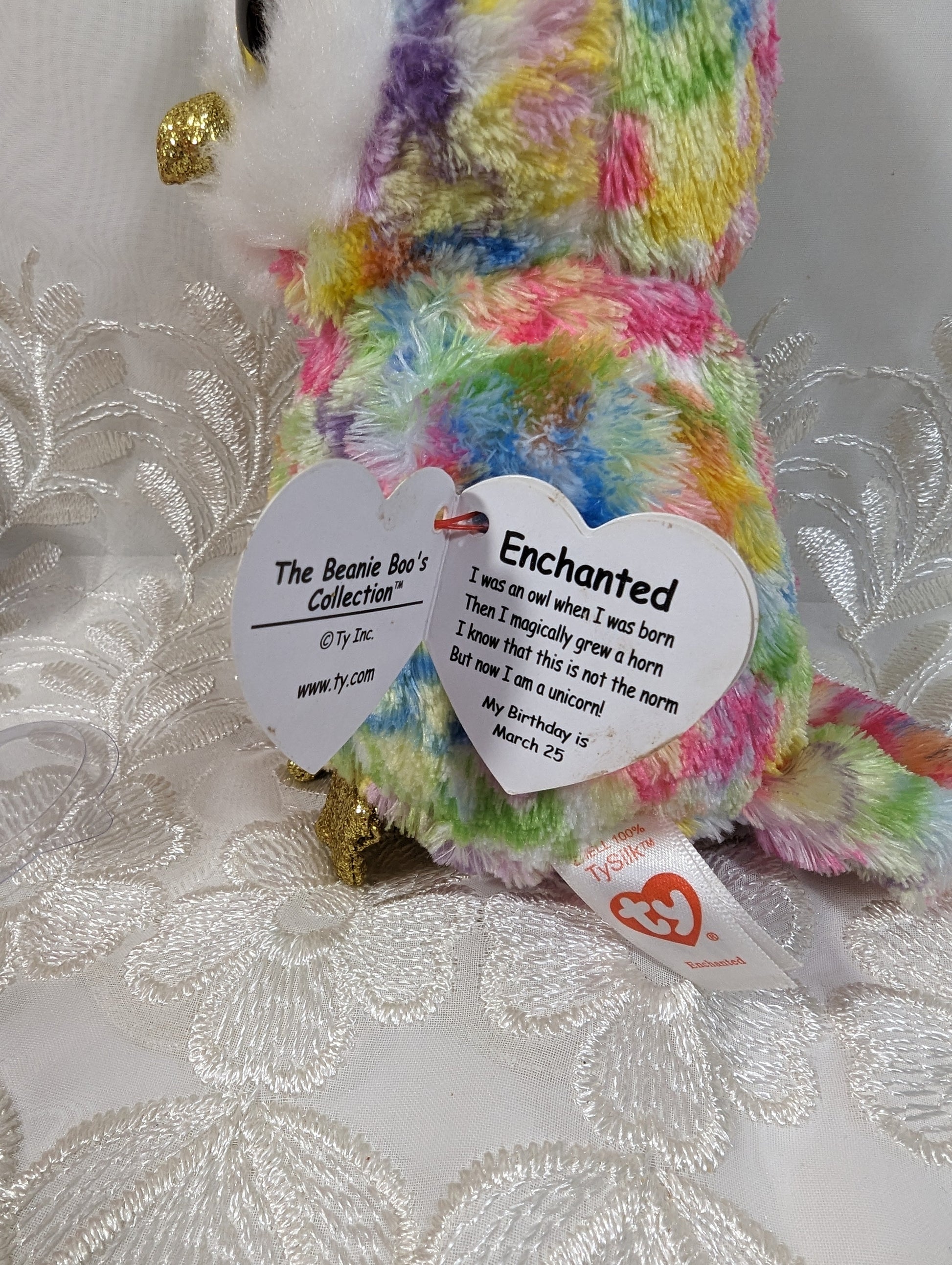 Ty Beanie Boo - Enchanted The Owl Unicorn (6in) Non - mint tag - Vintage Beanies Canada