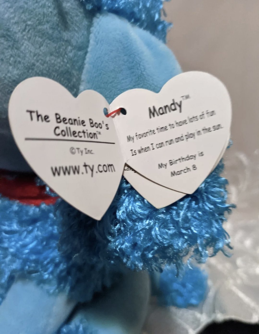 Ty Beanie Boo - Mandy The Blue Poodle Dog (10in) Non-mint Hang Tag - Vintage Beanies Canada