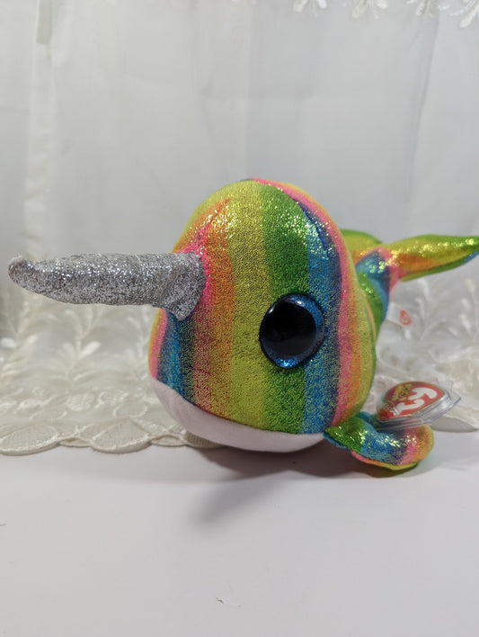 Ty Beanie Boo - Nori The Rainbow Narwhal (10 in) Scuffed Eyes - Vintage Beanies Canada