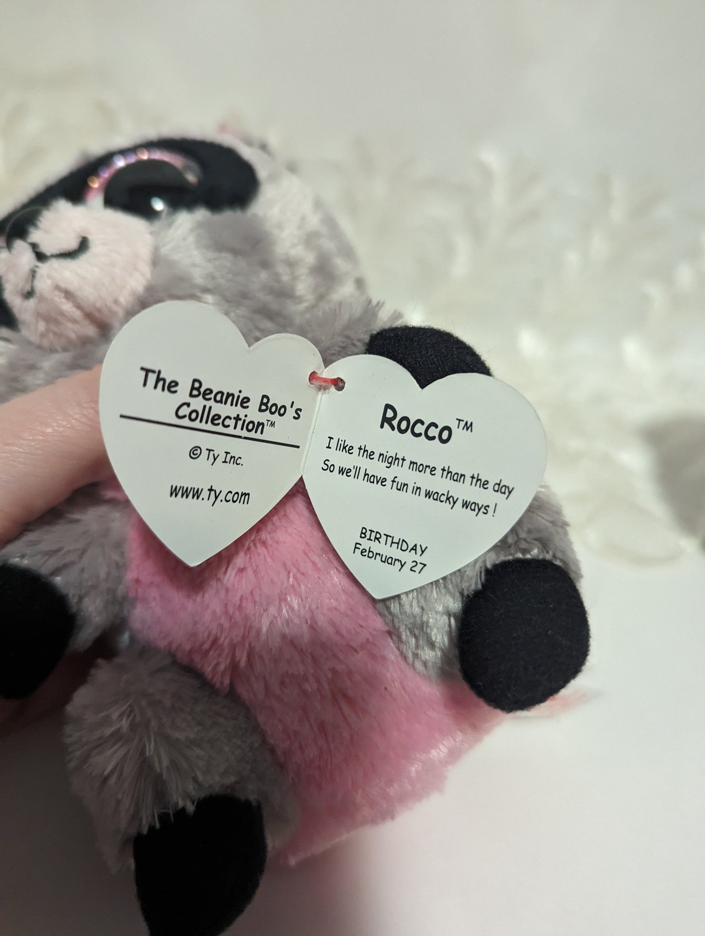 Ty Beanie Boo - Rocco The Raccoon (6in) Stuffed Eye - Vintage Beanies Canada