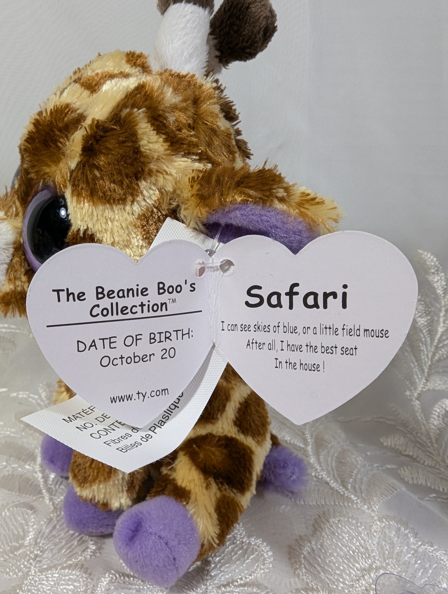 Ty Beanie Boo - Safari the giraffe (6 in) *Rare* First Gen, Purple Tag - Vintage Beanies Canada