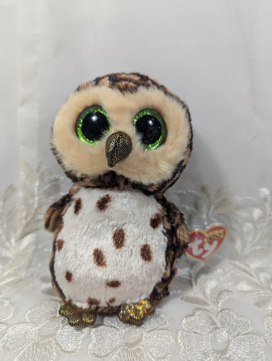 Ty Beanie Boo - Sammy The Owl With Green Sparkly Eyes (6 In) Near Mint Tag - Vintage Beanies Canada