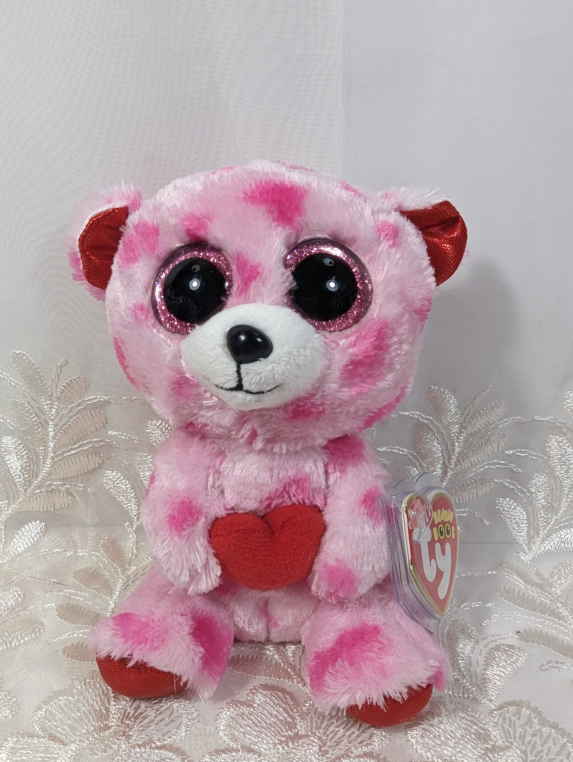 Ty Beanie Boo - Sweetikins The Pink Bear Holding Heart (6in) - Vintage Beanies Canada