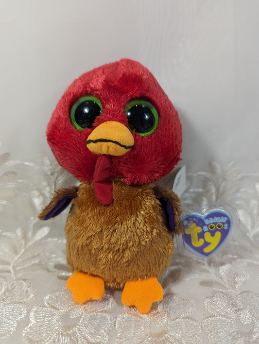 Ty Beanie Boo - Thankful The Turkey (6in) First Gen, Solid Eyes, Purple Tag *Rare* - Vintage Beanies Canada