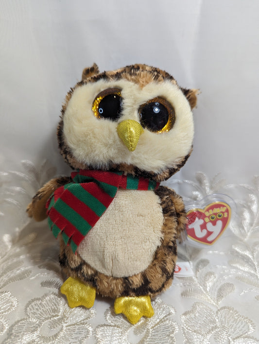 Ty Beanie Boo - Wise The Owl With Scarf And Gold Sparkly Eyes (6in) Non-mint Hang Tag - Vintage Beanies Canada
