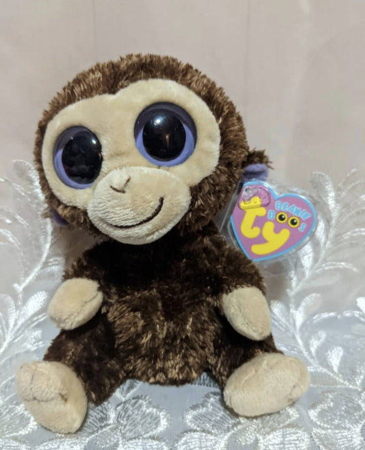 TY Beanie Boos - Coconut The Monkey 1st Gen Purple Tag (6in) - Vintage Beanies Canada