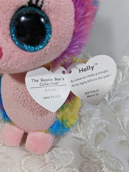 TY Beanie Boos - Holly The Multi Colored Hedgehog (6 in) Justice Exclusive - Scuffed Eye - Vintage Beanies Canada