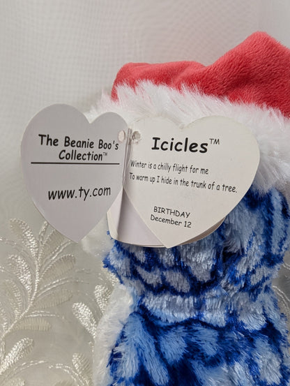 Ty Beanie Boos - Icicles The Christmas Owl W/ Santa Hat (6 In) - Vintage Beanies Canada