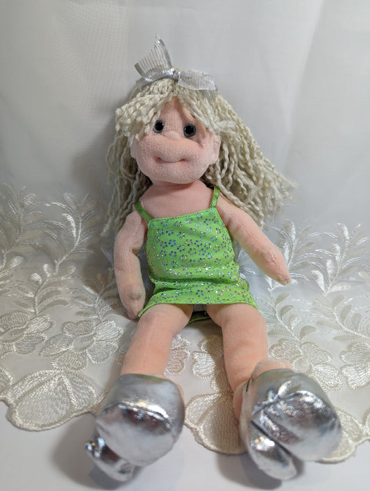 Ty Beanie Bopper - Glitzy Gabby The Doll In Cute Green Dress (13in) No Hang Tag - Vintage Beanies Canada