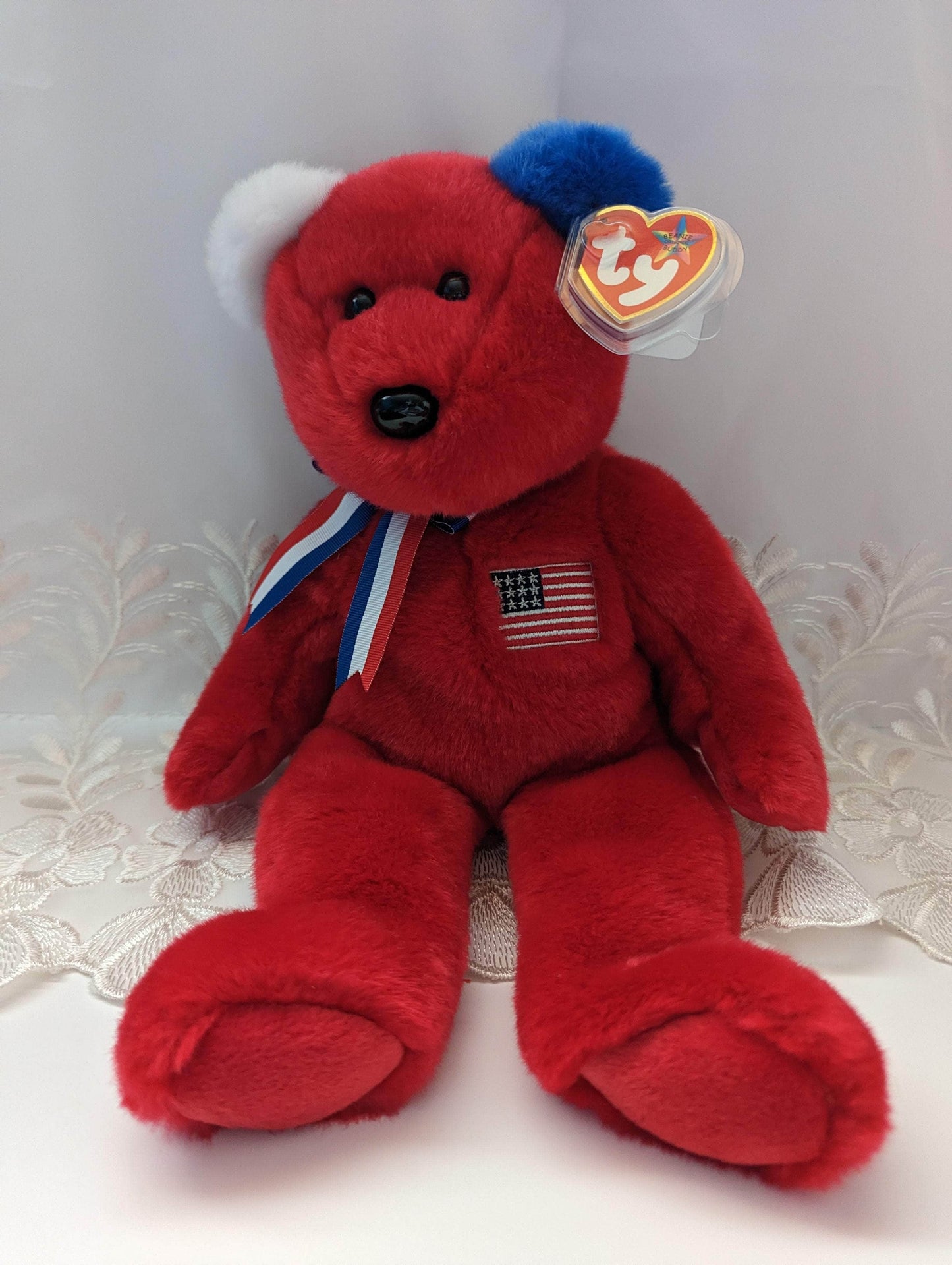 Ty Beanie Buddy - America The Red Bear - Vintage Beanies Canada