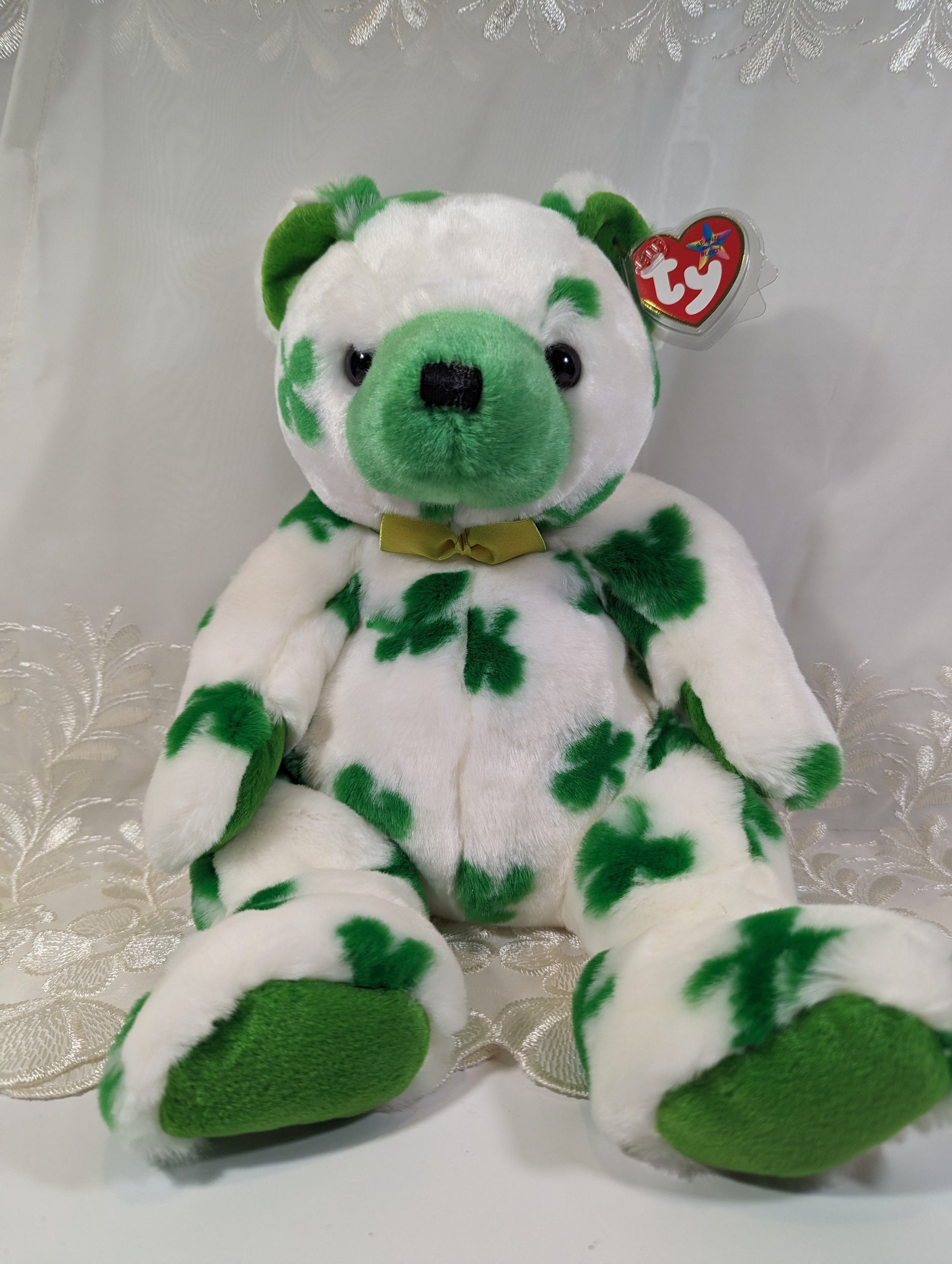 Ty Beanie Buddy - Clover The St Patrick's Day Bear (13in) *Rare* - Vintage Beanies Canada