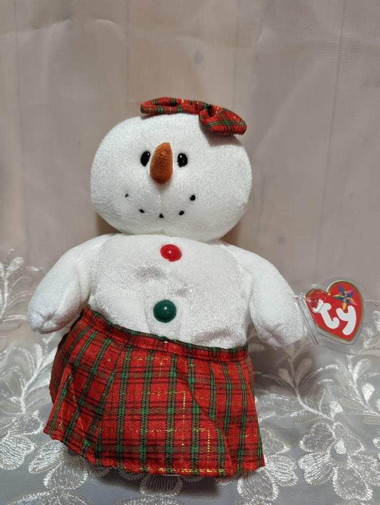 Ty Beanie Buddy - Coolstina The Snowman With Plaid Apron And Bow (8.5in) - Vintage Beanies Canada