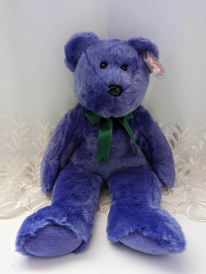 Ty Beanie Buddy - Employee Bear The Purple Bear (13in) - Vintage Beanies Canada