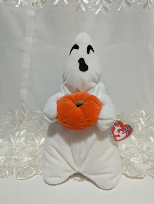 Ty Beanie Buddy - Ghoul The Ghost Holding Pumpkin (11In) - Vintage Beanies Canada