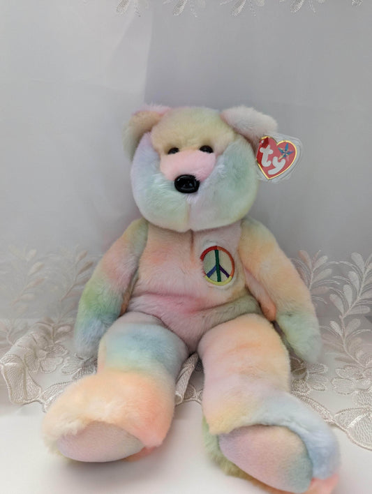 Ty Beanie Buddy - Peace The Bear (Light Version) 13in - Vintage Beanies Canada