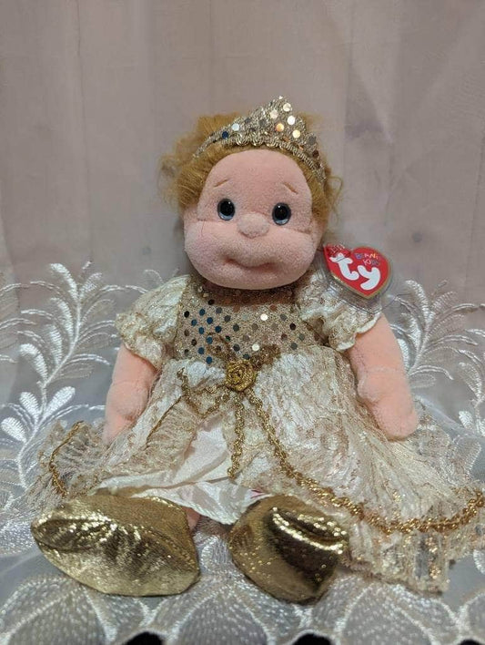 Ty Beanie Kids - Precious The Girl Doll Wearing Beautiful Gold Dress Ty Gear (10in) - Vintage Beanies Canada
