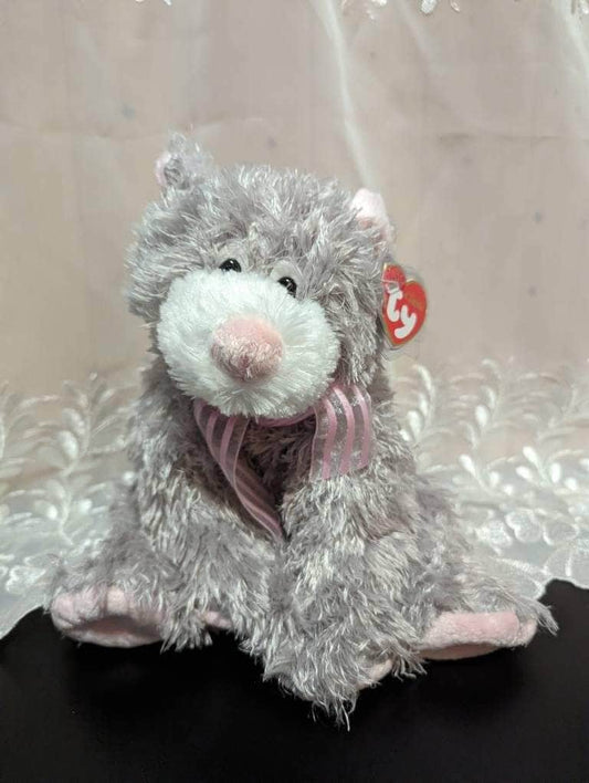 Ty Classic Collection - Caboodle The Gray Cat With Pink Bow *Rare* (11in) - Vintage Beanies Canada